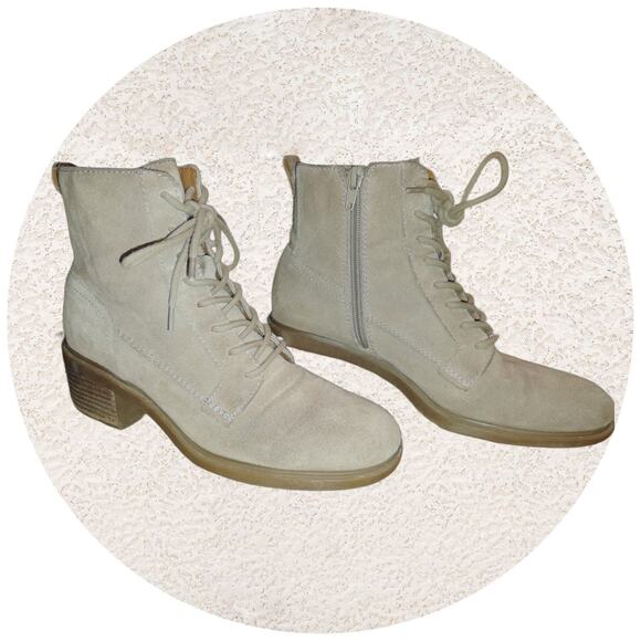 Lucky Brand Shoes - Lucky Brand Diedrah Tan Suede Combat Boots Womens Size 8.5
